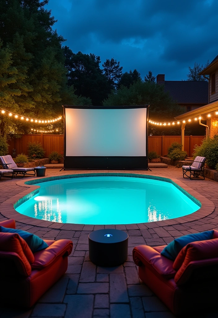 22 Stunning Above Ground Pool Ideas for Your Backyard Oasis - 12. Summer Movie Nights by the Pool