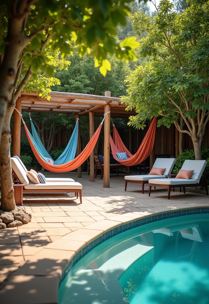 22 Stunning Above Ground Pool Ideas for Your Backyard Oasis - 14. Chill Zone with Hammocks