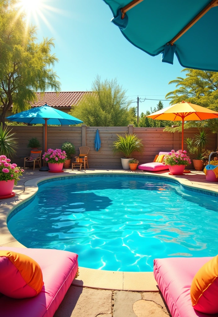 22 Stunning Above Ground Pool Ideas for Your Backyard Oasis - 3. Colorful Poolside Decor