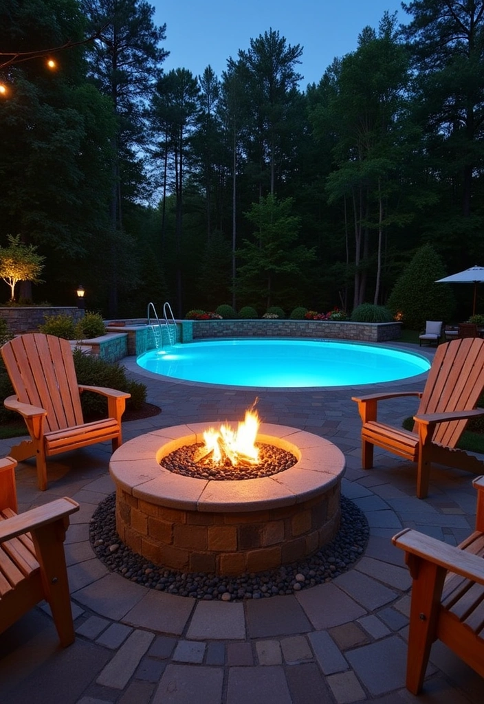 22 Stunning Above Ground Pool Ideas for Your Backyard Oasis - 4. Cozy Fire Pit Area