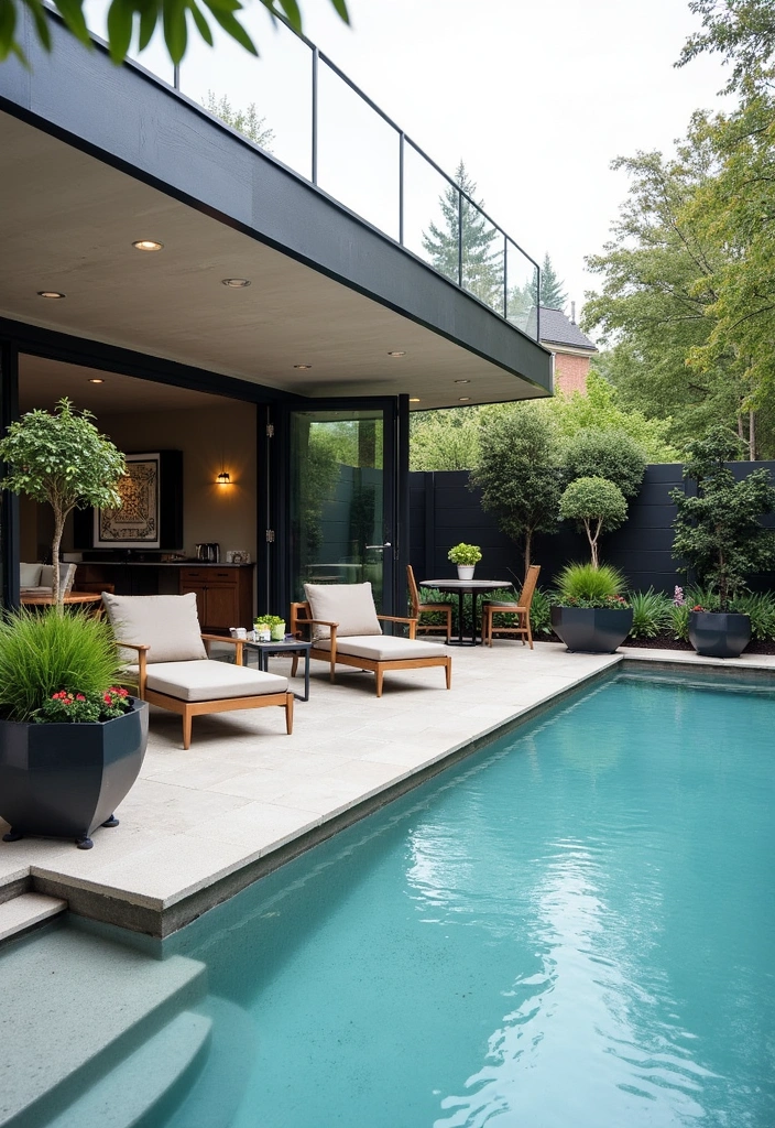 22 Stunning Above Ground Pool Ideas for Your Backyard Oasis - 6. Modern Geometric Design