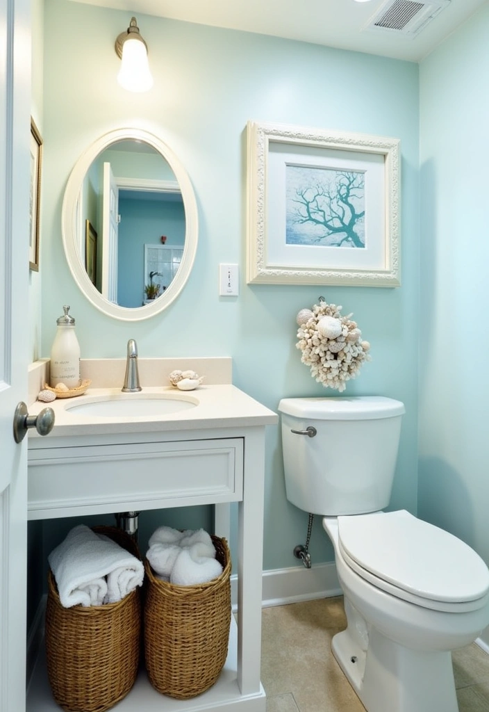 22 Water Closet Ideas for Stylish Small Spaces - 10. Coastal Charm