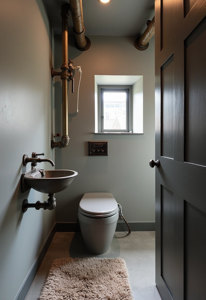 22 Water Closet Ideas for Stylish Small Spaces - 12. Industrial Chic