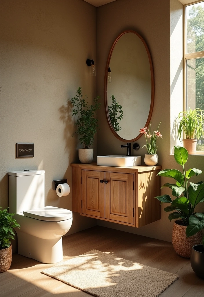 22 Water Closet Ideas for Stylish Small Spaces - 8. Nature-Inspired