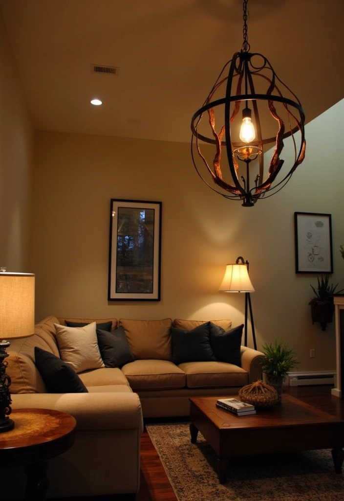 22 Western Living Room Ranch Style Ideas - 10. Unique Lighting Fixtures