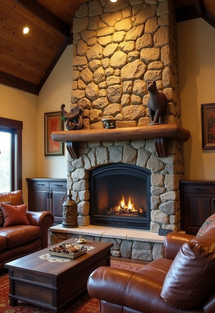 22 Western Living Room Ranch Style Ideas - 6. Stone Fireplaces