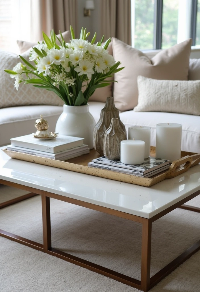 23 Elegant Living Room Design Ideas - 15. Curated Coffee Tables