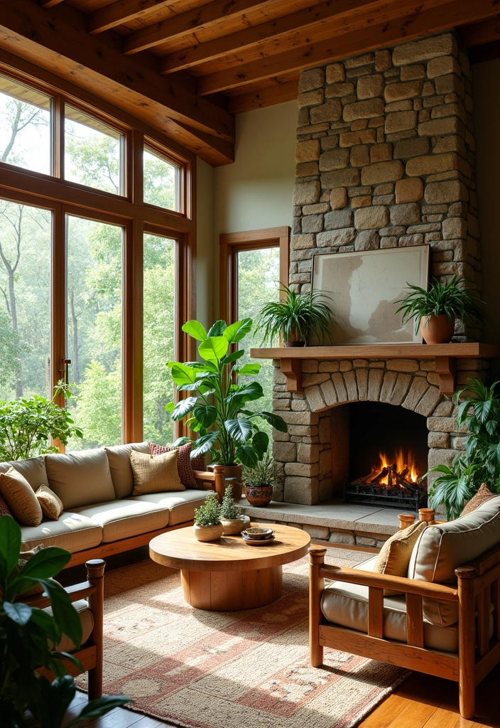 23 Elegant Living Room Design Ideas - 7. Nature-Inspired Decor