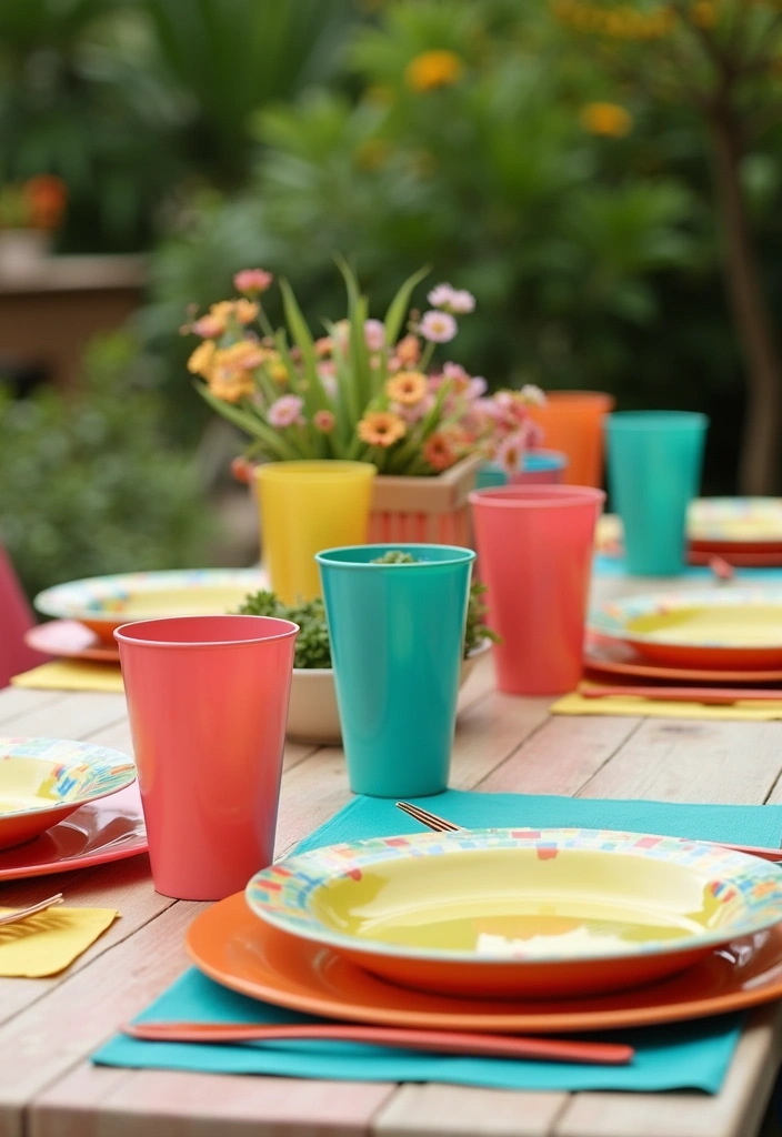 23 Garden Party Decor Ideas - 11. Colorful Tableware