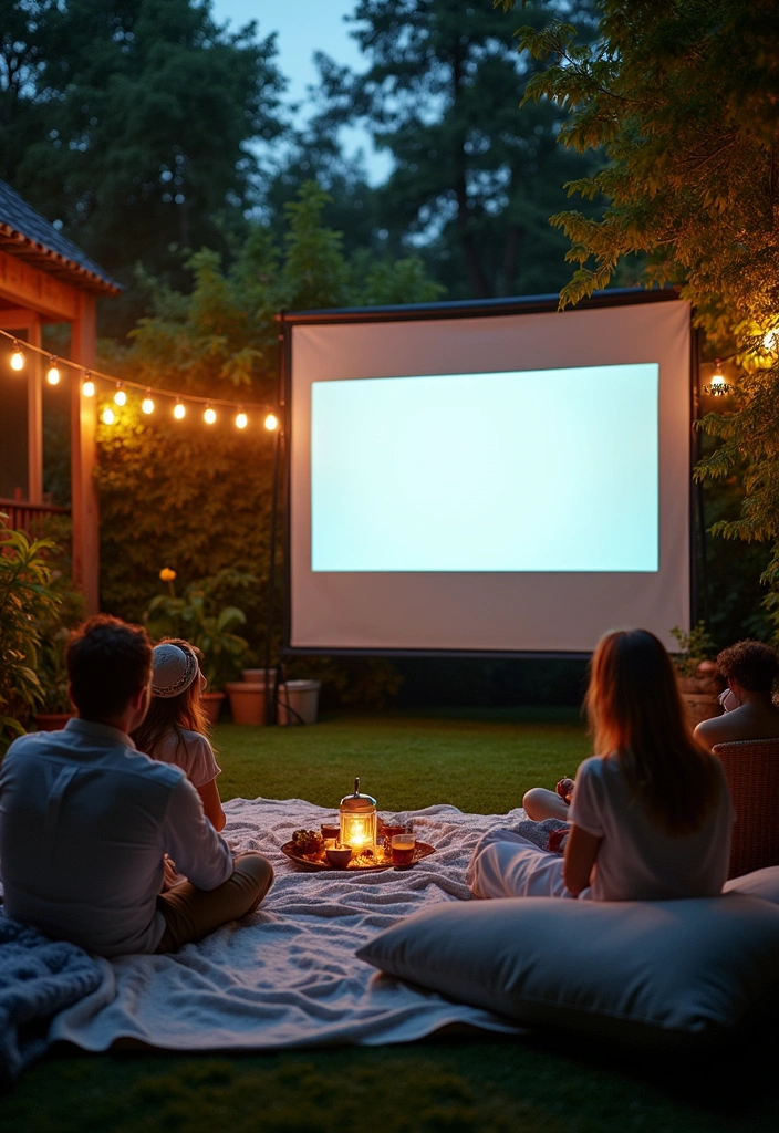 23 Garden Party Decor Ideas - 17. Outdoor Movie Setup