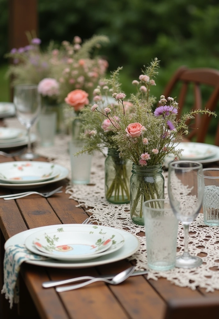 23 Garden Party Decor Ideas - 2. Vintage Table Settings