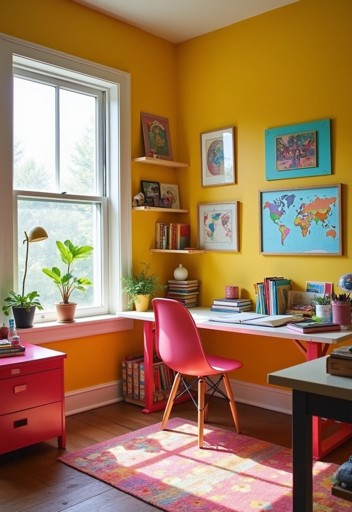 23 Homeschool Room Design Ideas - 16. Bright and Cheerful Colors