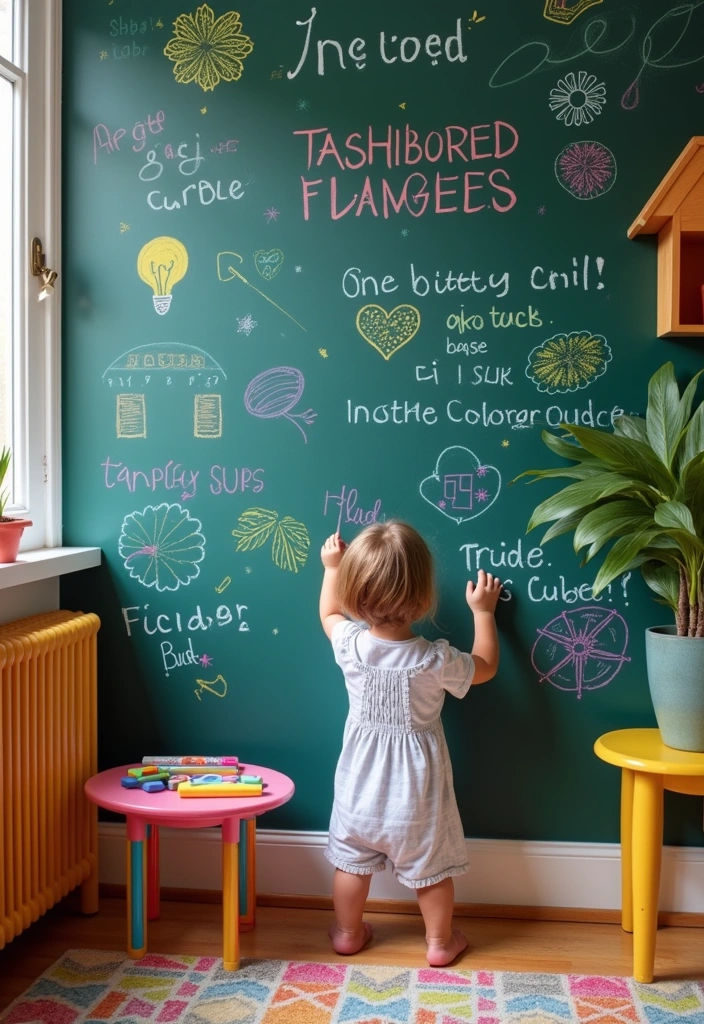 23 Homeschool Room Design Ideas - 3. Creative Chalkboard Wall