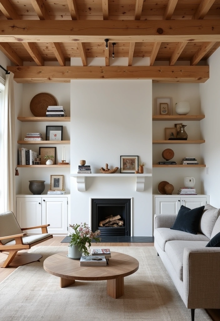 23 Japandi Living Room Design Ideas - 14. Simple Architectural Features