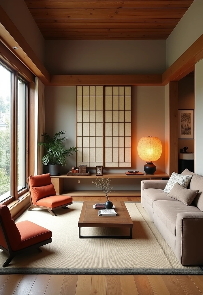23 Japandi Living Room Design Ideas - 8. Incorporating Japanese Elements