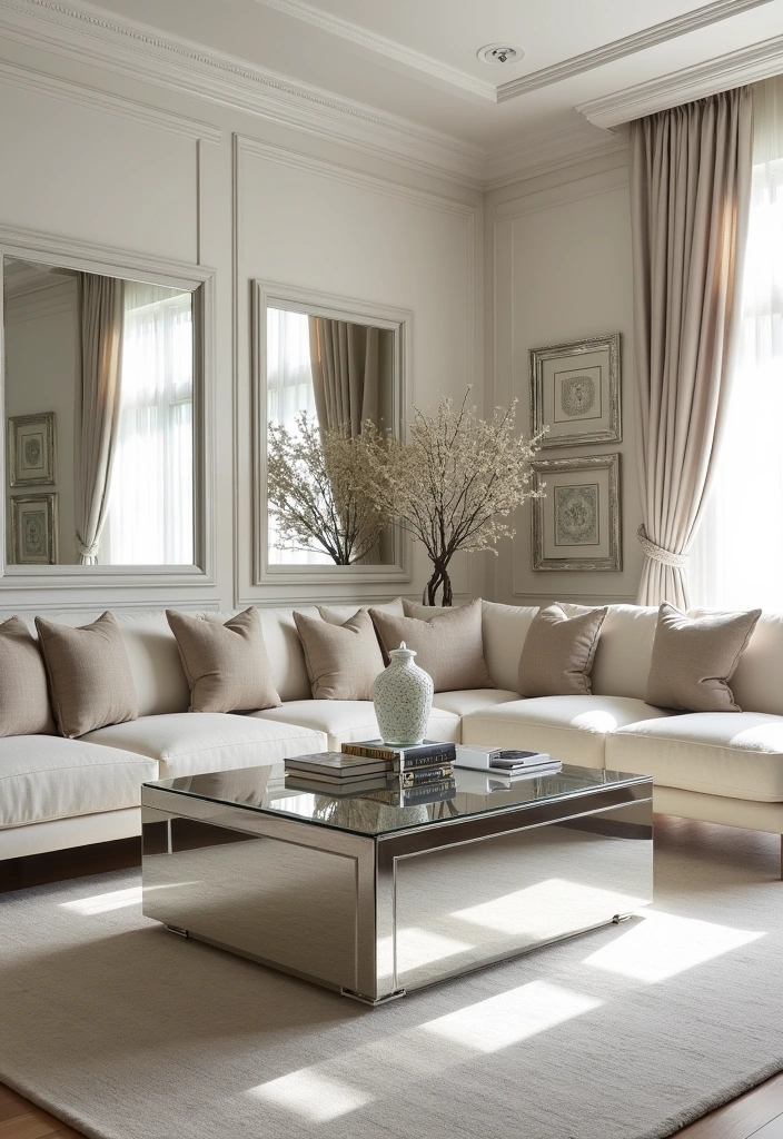 23 Luxury Living Room Inspiration Ideas - 11. Mirrored Accents