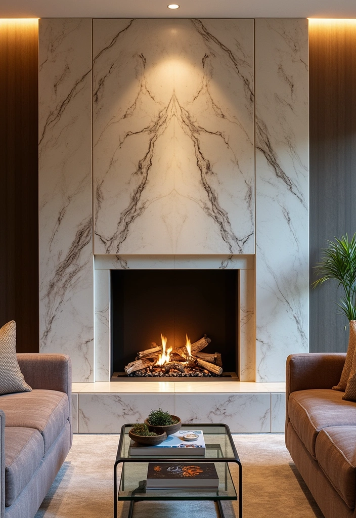 23 Modern Fireplace Wall Living Room Ideas - 6. Natural Stone Accents