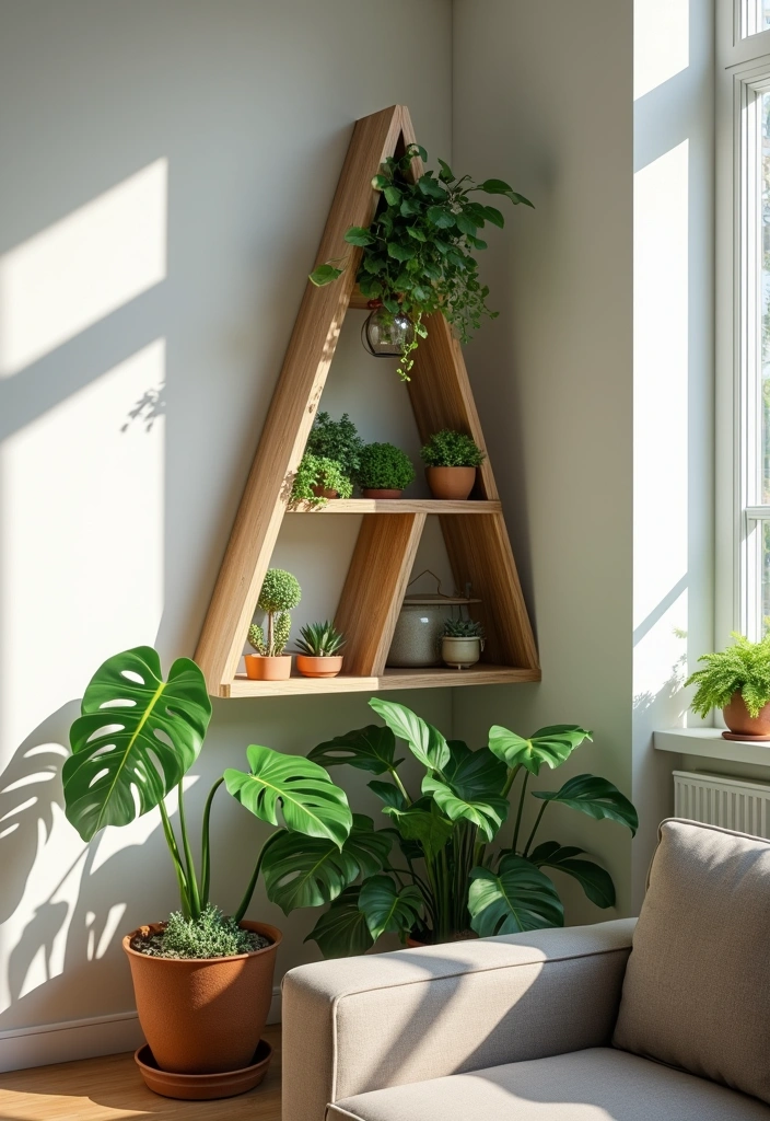 23 Plant Wall Shelf Ideas to Transform Your Home Decor - 6. Corner Shelf Displays