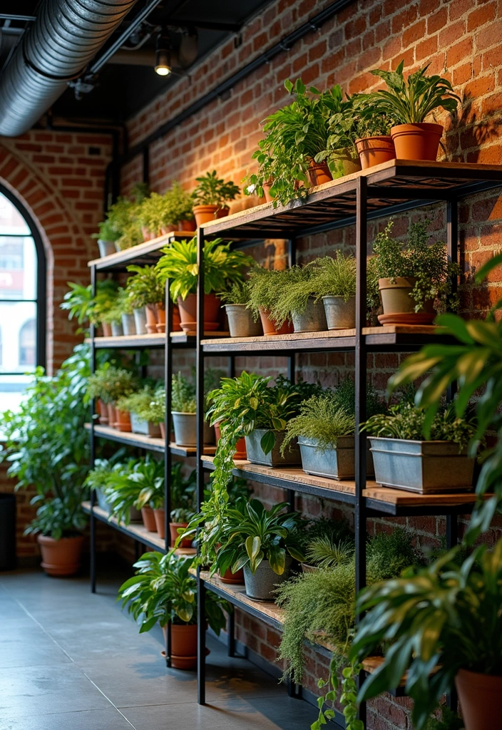 23 Plant Wall Shelf Ideas to Transform Your Home Decor - 7. Industrial Chic Shelves