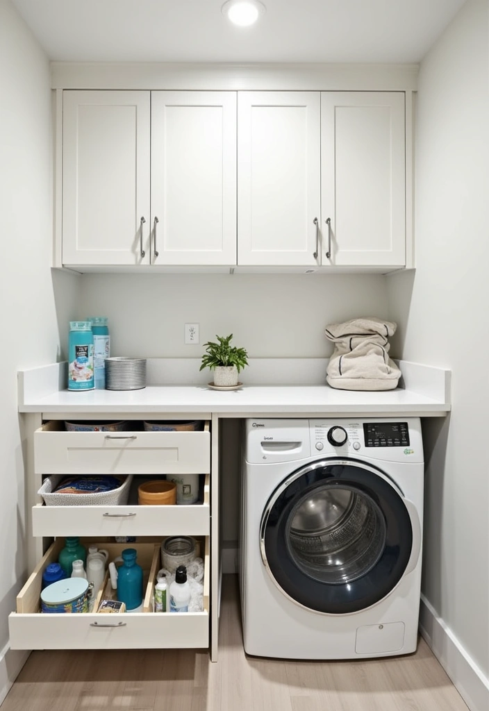 23 Stacked Laundry Room Ideas for Small Spaces - 13. Under-Counter Storage
