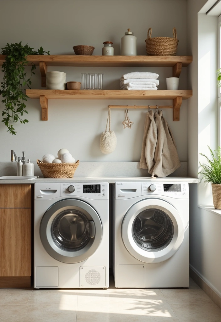 23 Stacked Laundry Room Ideas for Small Spaces - 18. Eco-Friendly Solutions