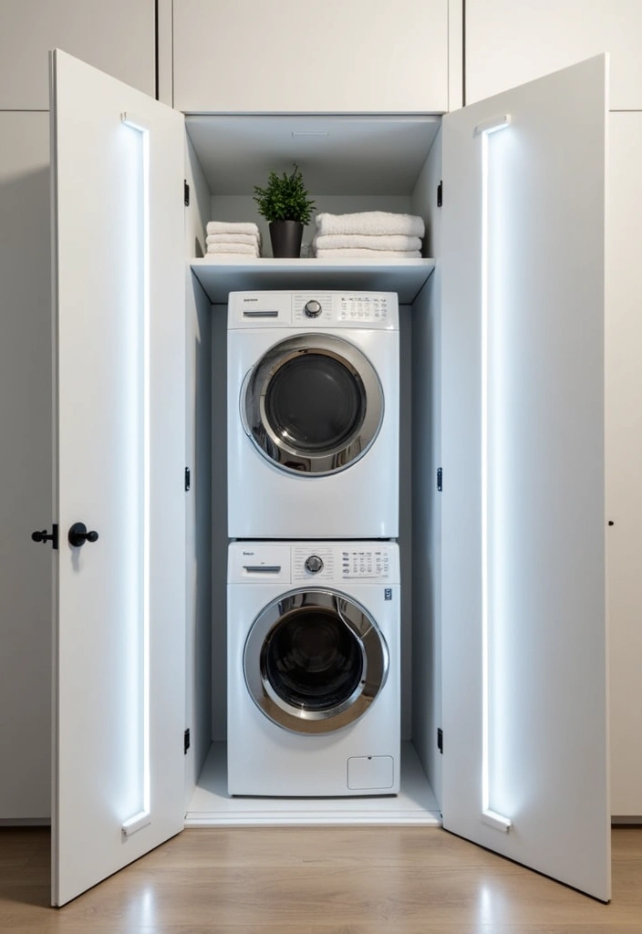 23 Stacked Laundry Room Ideas for Small Spaces - 2. Compact Washer and Dryer Combo