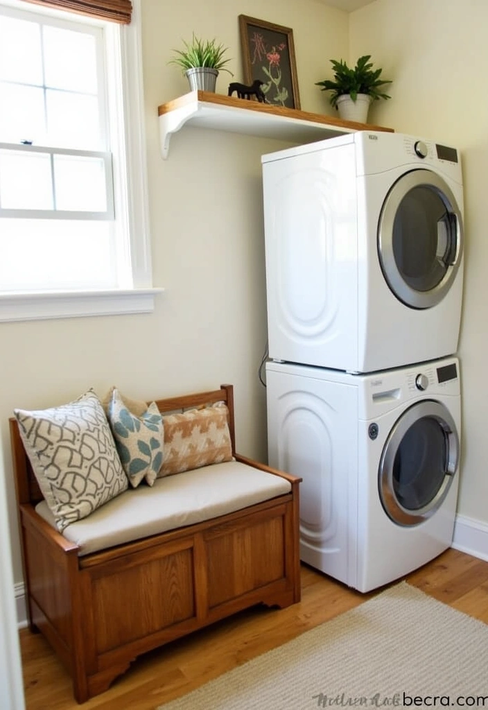 23 Stacked Laundry Room Ideas for Small Spaces - 5. Multi-functional Furniture