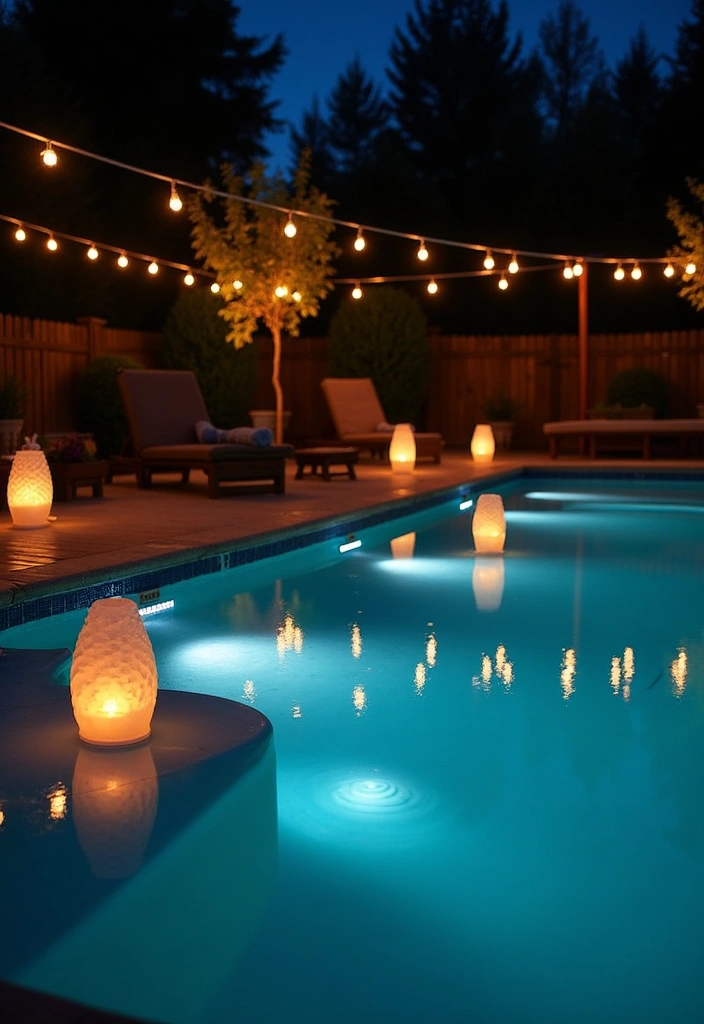 23 Stunning Semi Inground Pool Ideas for Your Backyard Oasis - 10. Elegant Lighting Features