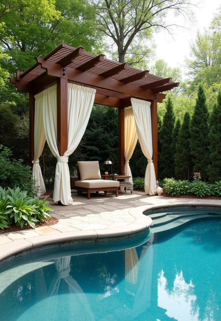 23 Stunning Semi Inground Pool Ideas for Your Backyard Oasis - 13. Charming Pergola Retreat