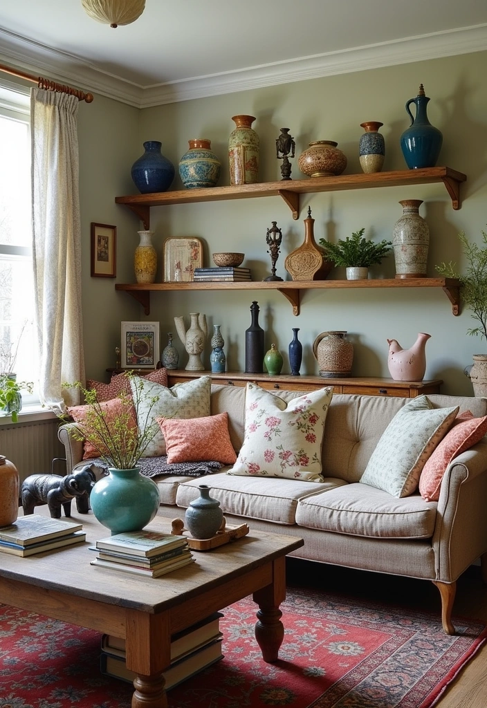 24 Cosy Cottage Living Room Ideas - 19. Eclectic Accessories