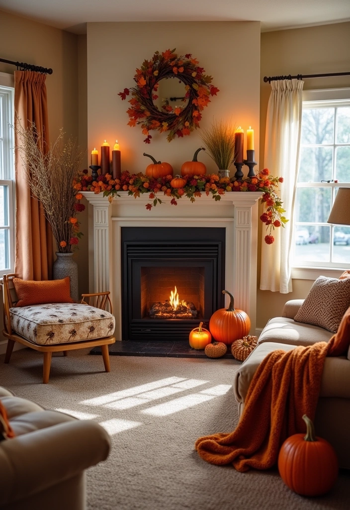 24 Cosy Cottage Living Room Ideas - 21. Seasonal Decor Swaps