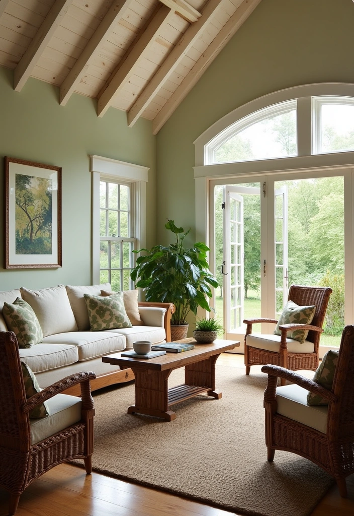 24 Cosy Cottage Living Room Ideas - 24. Outdoor-Inspired Decor