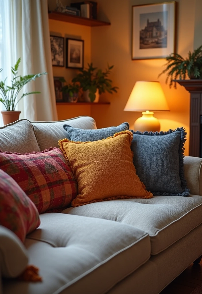 24 Cozy Living Room Inspiration Ideas - 19. Decorative Pillows