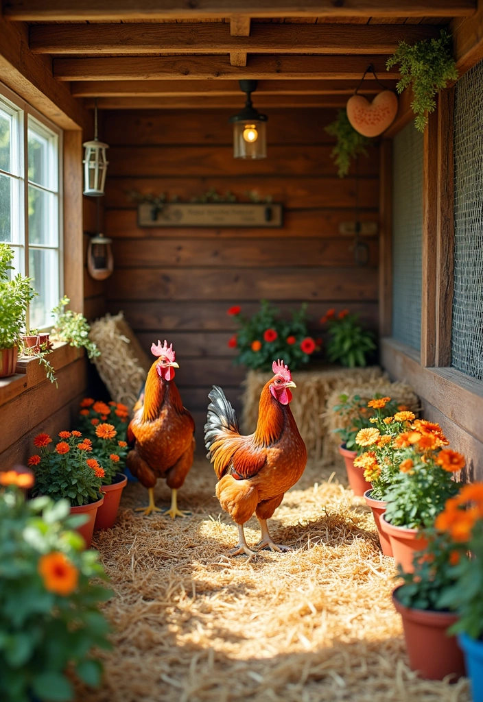 24 Inspiring Chicken Coop Interior Ideas for Your Backyard - 14. Themed Decor Zones