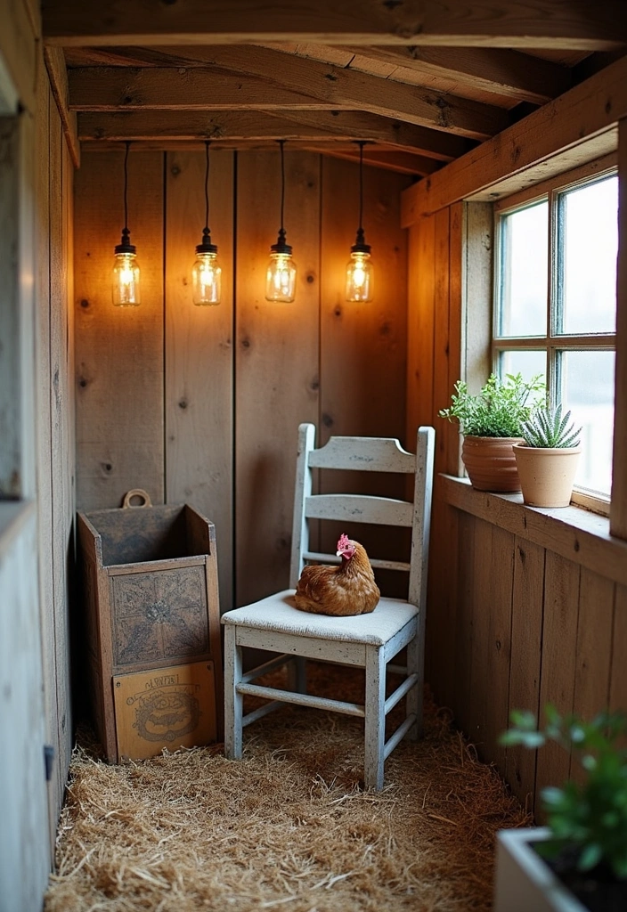 24 Inspiring Chicken Coop Interior Ideas for Your Backyard - 21. Upcycled Decor Elements