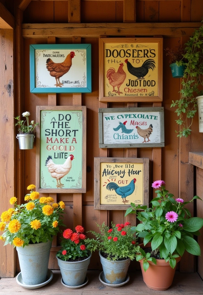 24 Inspiring Chicken Coop Interior Ideas for Your Backyard - 4. Whimsical Wall Art