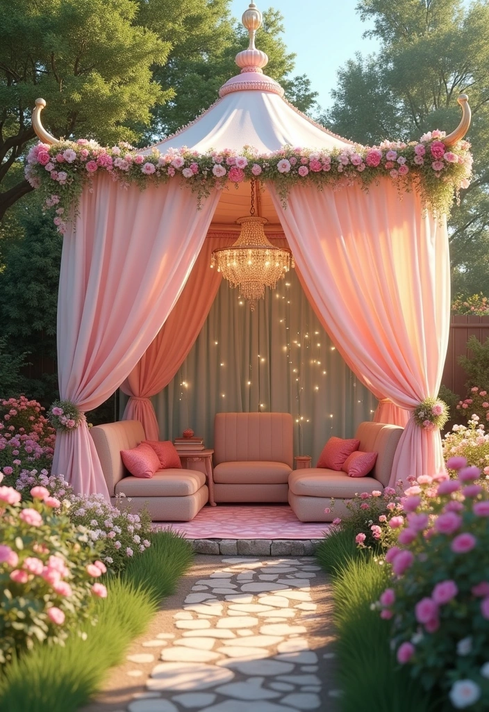 24 Pool Cabana Ideas for Ultimate Outdoor Relaxation - 12. Fairy Tale Cabana