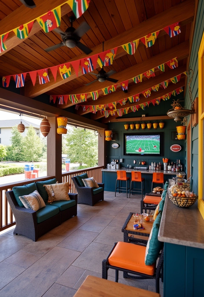 24 Pool Cabana Ideas for Ultimate Outdoor Relaxation - 15. Sports-Themed Cabana