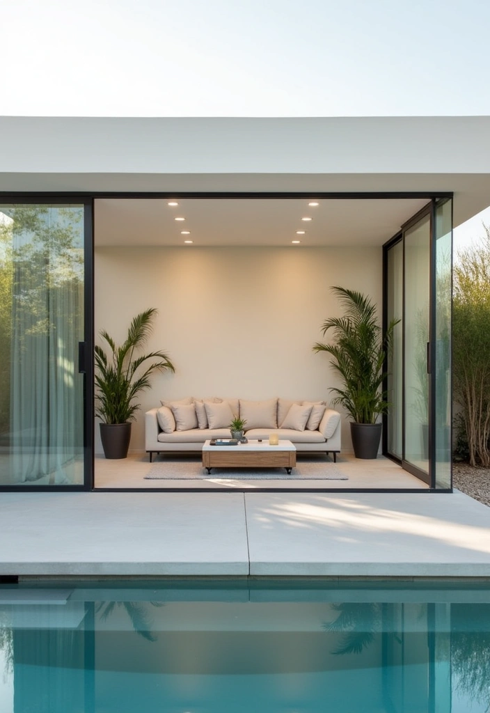 24 Pool Cabana Ideas for Ultimate Outdoor Relaxation - 3. Modern Minimalist Cabana