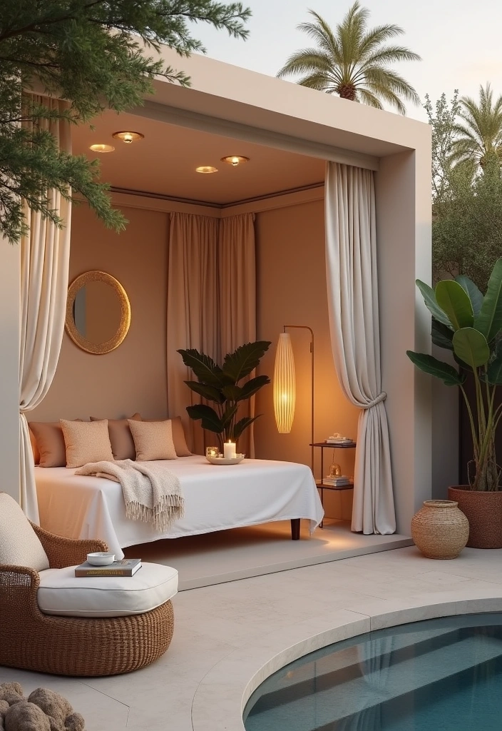 24 Pool Cabana Ideas for Ultimate Outdoor Relaxation - 5. Elegant Spa-Like Cabana