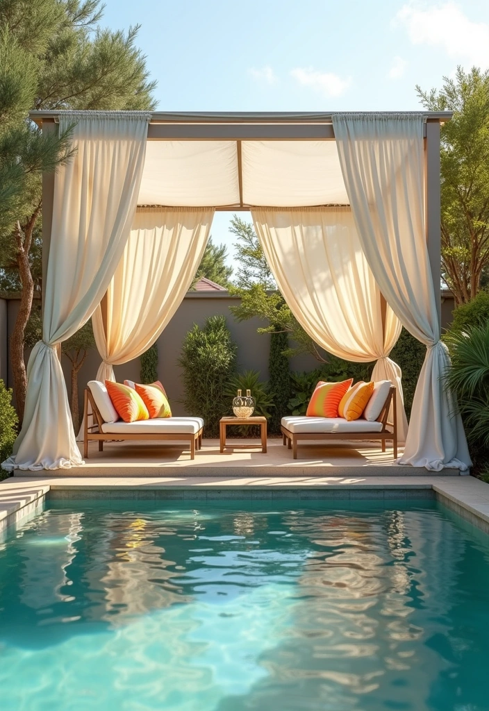 24 Pool Pavilion Ideas to Transform Your Backyard Oasis - 10. Stylish Canopy Pavilion