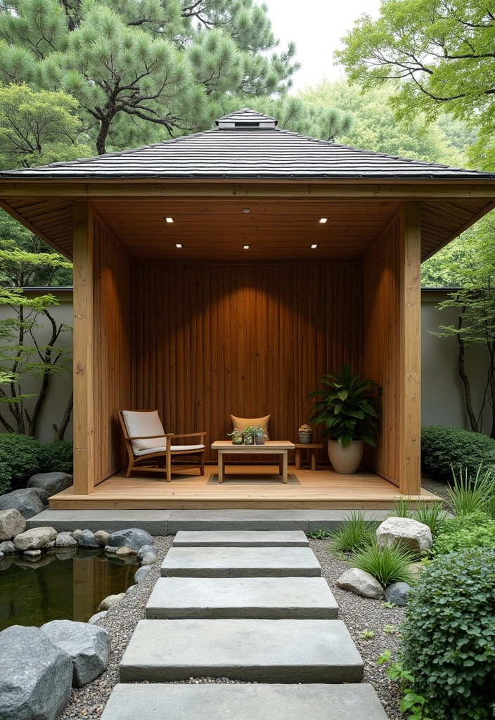 24 Pool Pavilion Ideas to Transform Your Backyard Oasis - 12. Zen Garden Pavilion