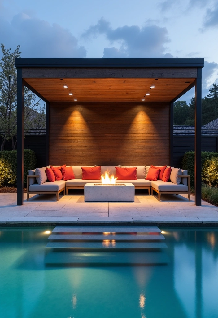 24 Pool Pavilion Ideas to Transform Your Backyard Oasis - 5. Chic Contemporary Pavilion