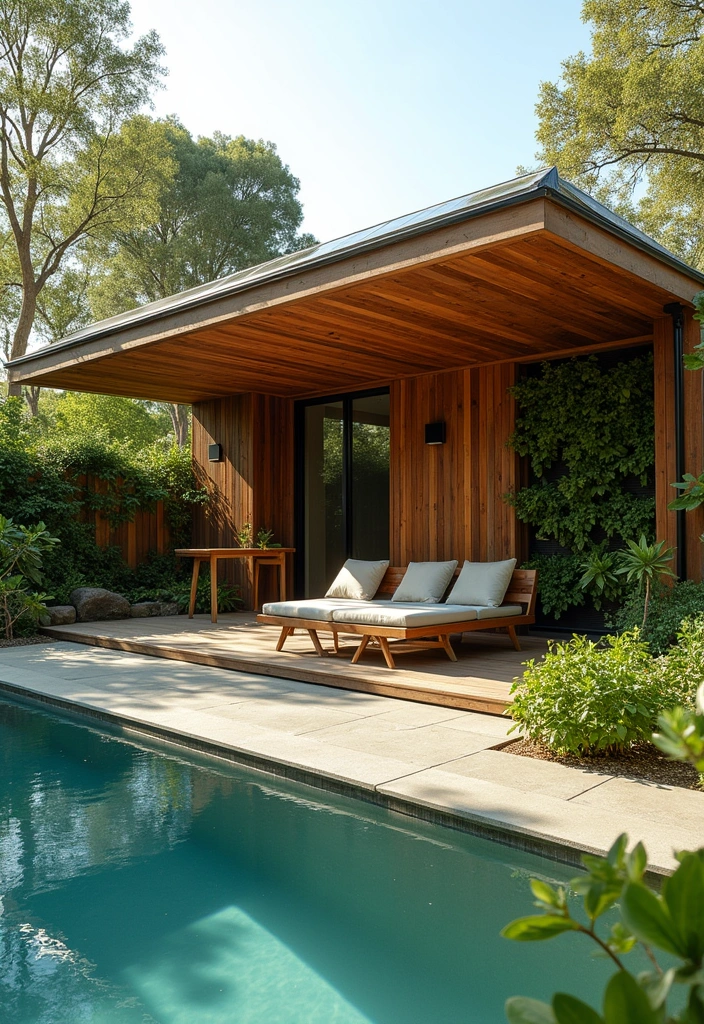 24 Pool Pavilion Ideas to Transform Your Backyard Oasis - 6. Eco-Friendly Pavilion