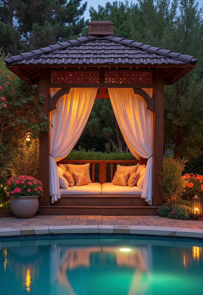 24 Pool Pavilion Ideas to Transform Your Backyard Oasis - 7. Elegant Gazebo Pavilion