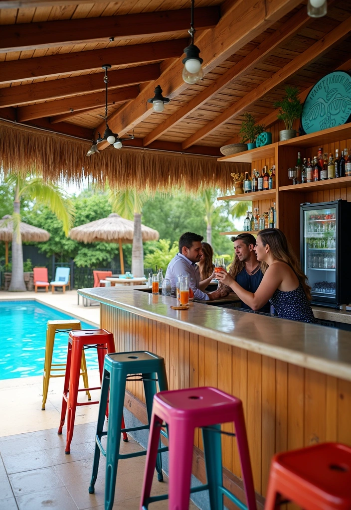 24 Pool Pavilion Ideas to Transform Your Backyard Oasis - 8. Poolside Bar Pavilion