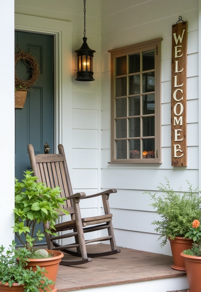 24 Stunning Farmhouse Front Porch Ideas - 11. Rustic Signage