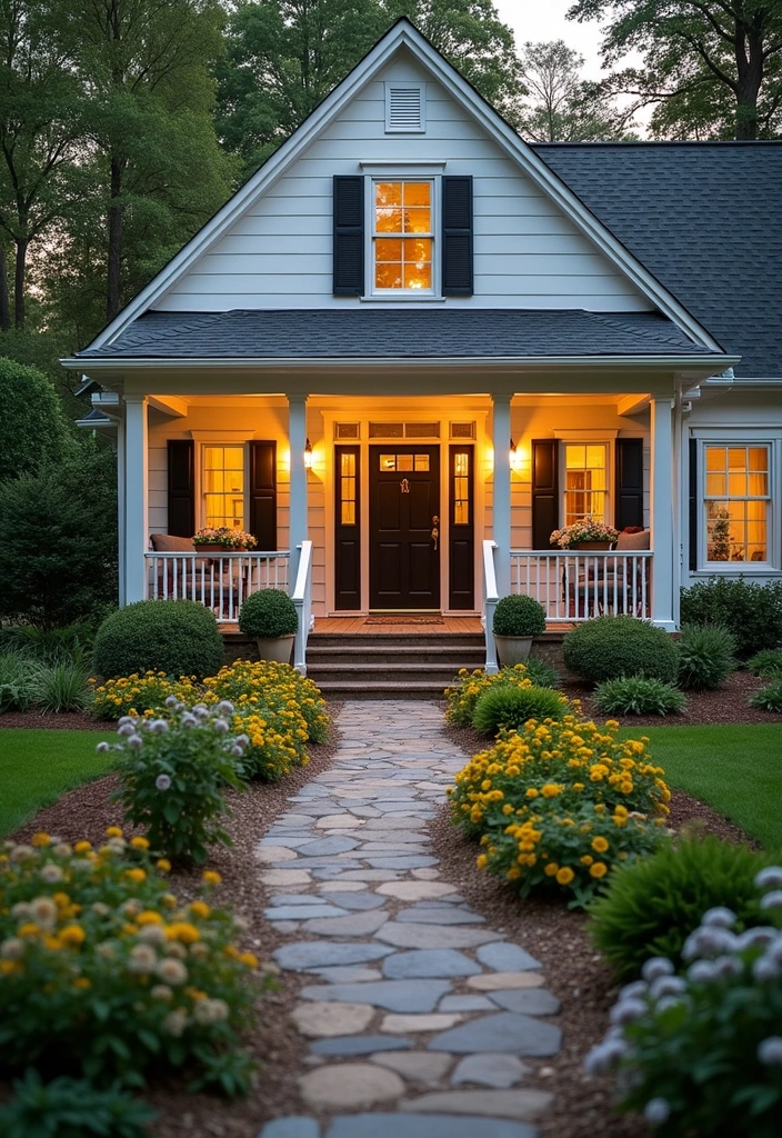 24 Stunning Farmhouse Front Porch Ideas - 14. Create a Garden Pathway