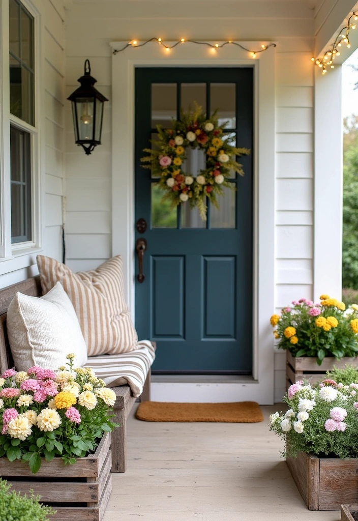 24 Stunning Farmhouse Front Porch Ideas - 2. Seasonal Decor Displays