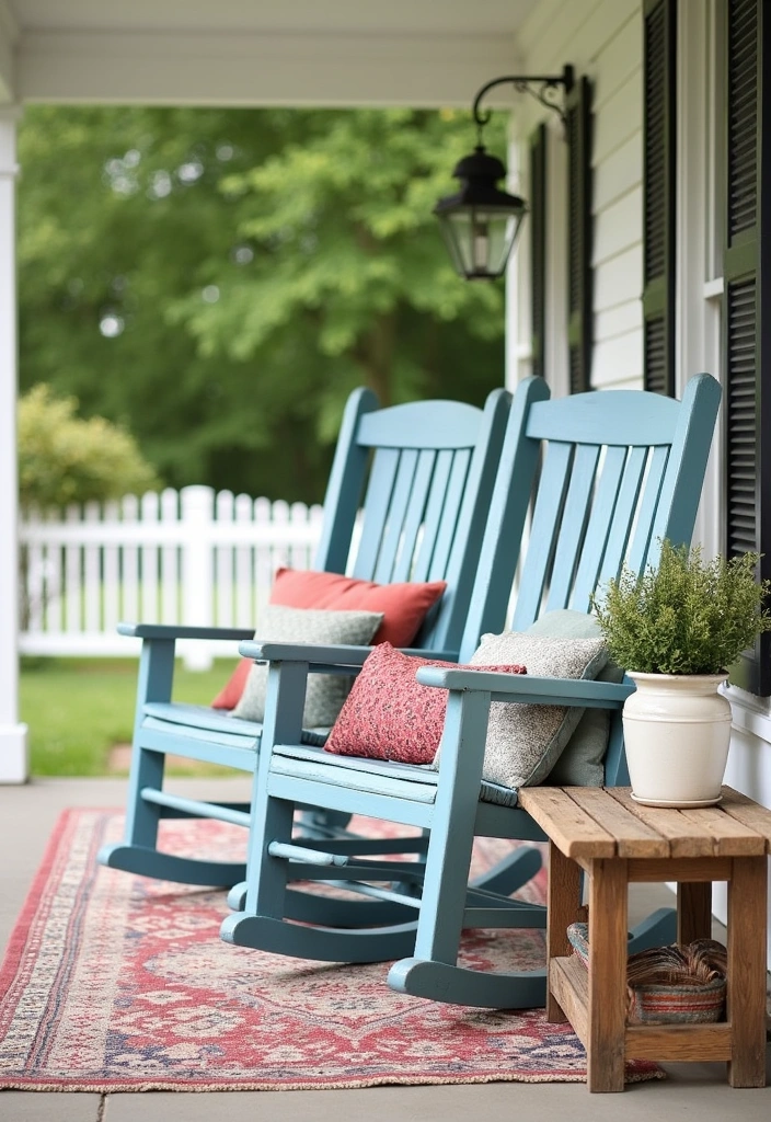 24 Stunning Farmhouse Front Porch Ideas - 3. Vintage Furniture Finds